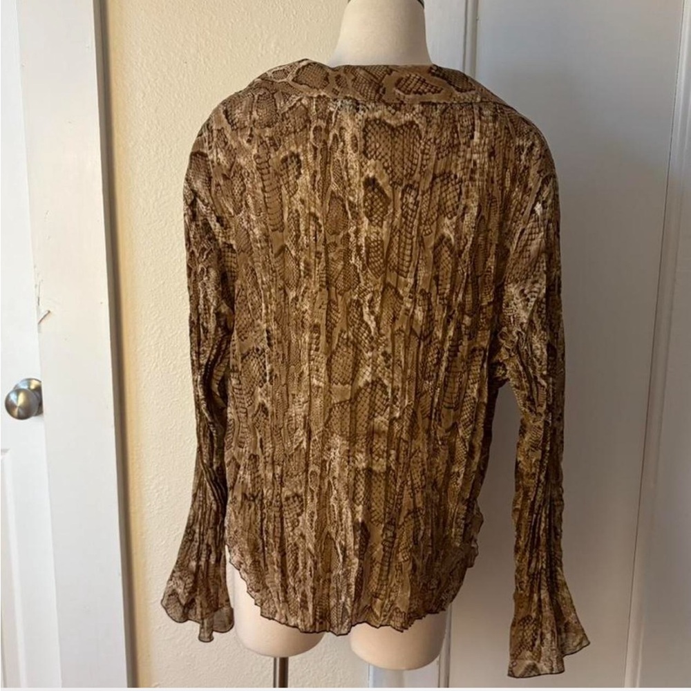 NY Collection Brown Patterned Blouse - image 3